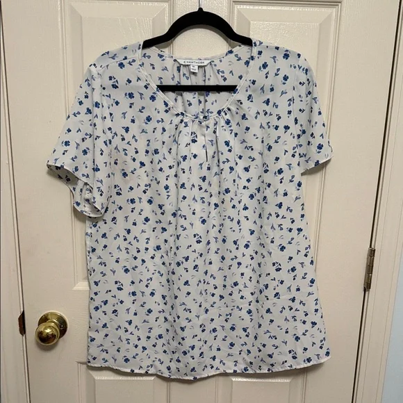 41 Hawthorn White and Blue Floral Blouse - Picture 1 of 3